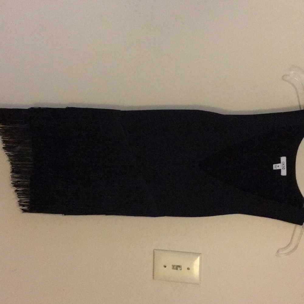 Fringed slinky shirt black and silver sparkles